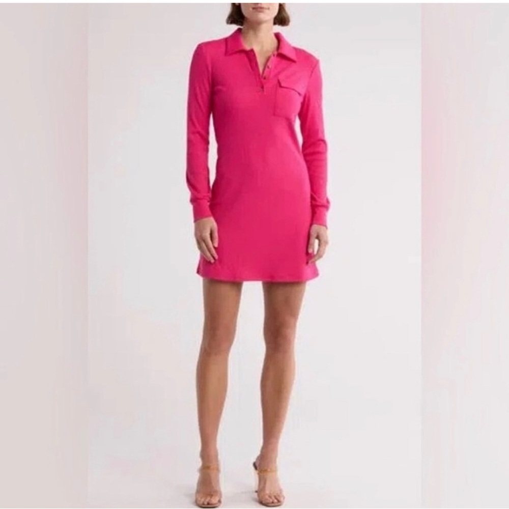 Area Stars Elegant Pink Button-Up Dress